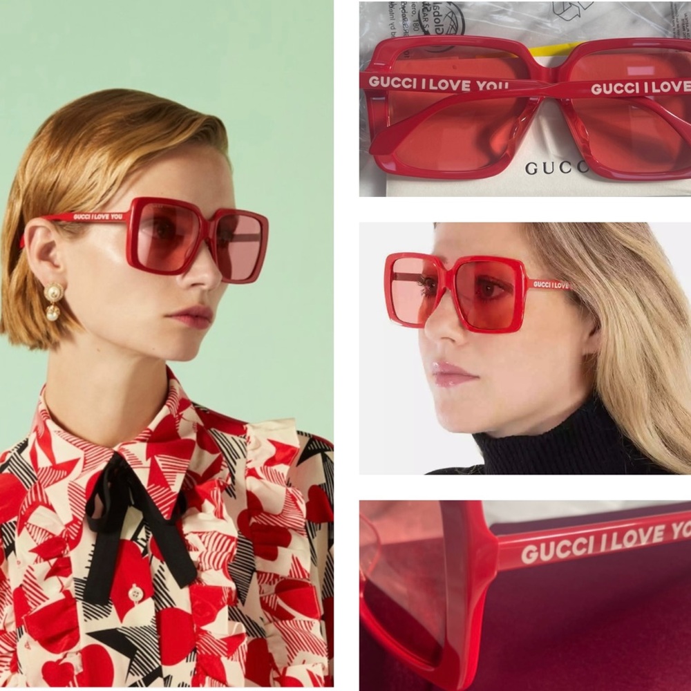 RED HOT GUCCI SUNGLASSES FROM THE PRESTIGE COLLECTION. GUCCI FANS SAY I LOVE YOU - Picture 2 of 16